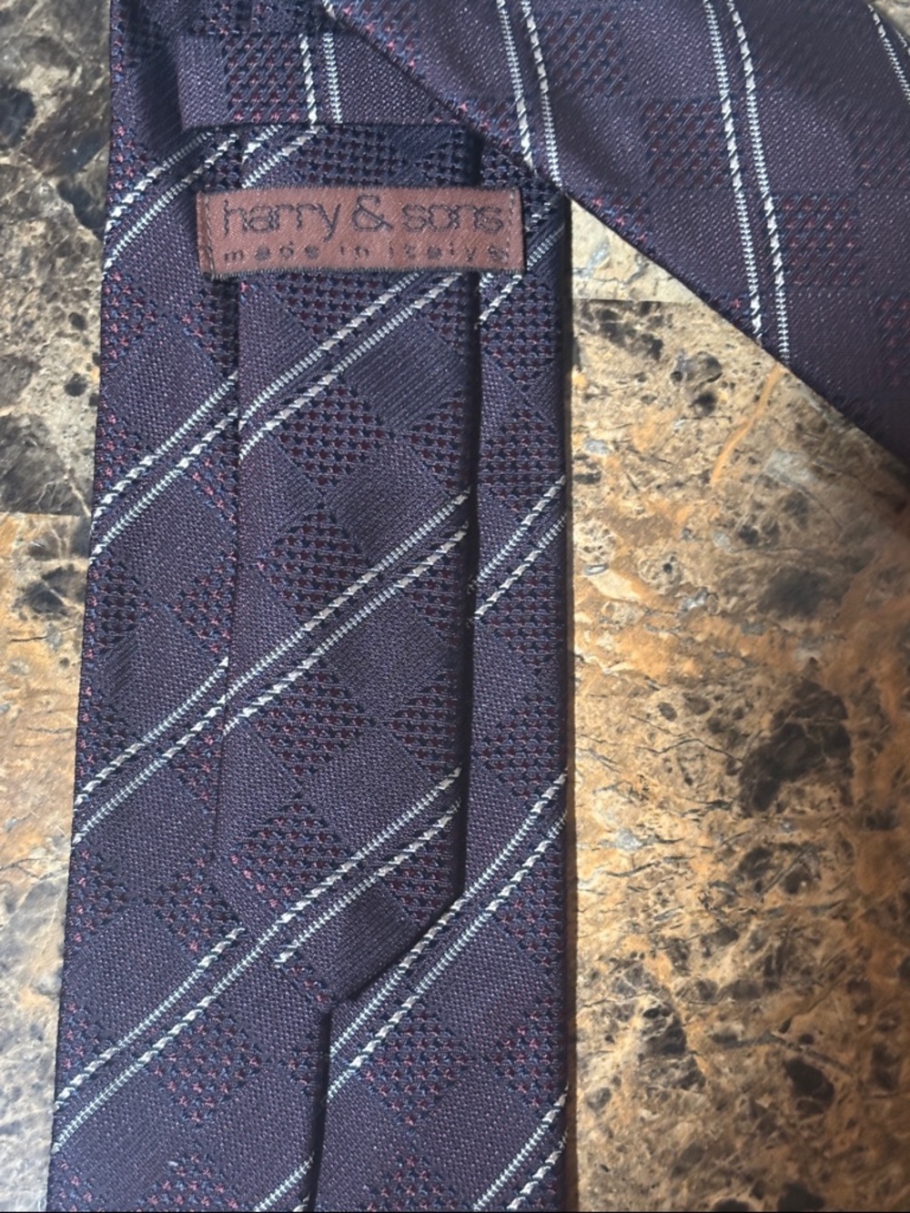 Navy Stripe Textured Silk Tie